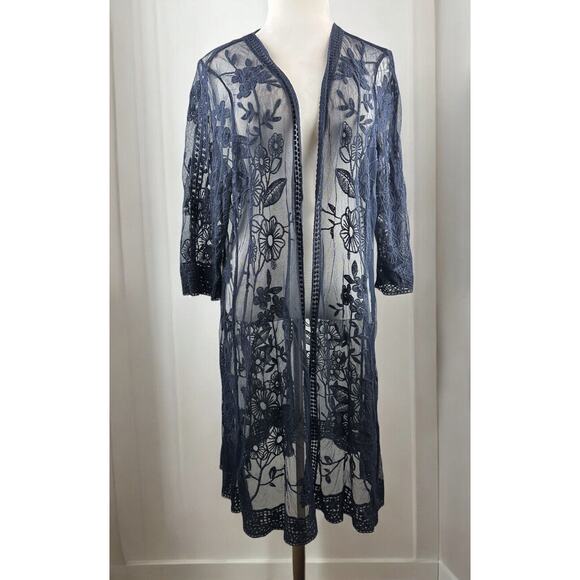 Lane Bryant Floral Lace Sheer Kimono Open Front Overpiece Duster Plus Size 22/24 - Picture 12 of 12